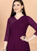 Purple color Georgette Gown with Embroidered - 3