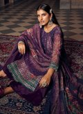 Purple color Georgette Straight Salwar Suit with Digital Print - 1