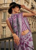Purple color Handloom Cotton Trendy Saree with Chikankari Work - 1