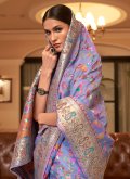 Purple color Handloom Silk Trendy Saree with Woven - 1
