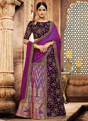 Purple color Jacquard Contemporary Saree with Embr