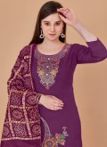 Purple color Jacquard Work Banarasi Salwar Suit - 3