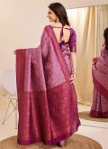 Purple color Kanjivaram Silk Classic Designer Saree with Jacquard Work - 1