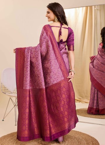 Purple color Kanjivaram Silk Classic Designer Saree with Jacquard Work