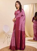Purple color Kanjivaram Silk Classic Designer Saree with Jacquard Work - 2