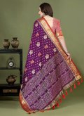 Purple color Meenakari Patola Silk Classic Designer Saree - 2