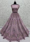 Purple color Net Lehenga Choli with Diamond Work - 1