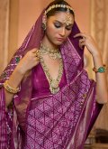 Purple color Printed Patola Silk Trendy Saree - 1