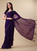 Purple color Silk Classic Designer Saree with Stone Work - 1