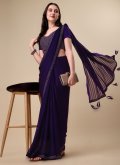 Purple color Silk Classic Designer Saree with Stone Work - 2