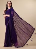Purple color Silk Classic Designer Saree with Stone Work - 3