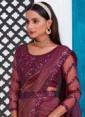 Purple color Silk Designer Saree with Border - 1