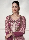 Purple color Silk Salwar Suit with Embroidered - 2