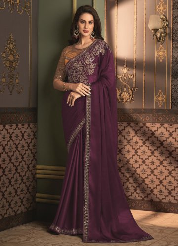 Purple color Silk Trendy Saree with Border