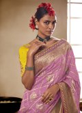 Purple color Silk Trendy Saree with Embroidered - 1