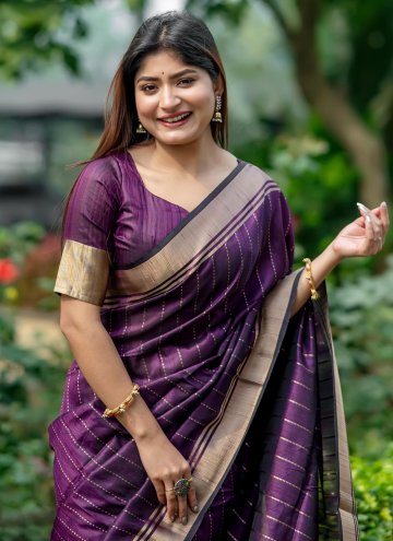 Purple color Tussar Silk Classic Designer Saree with Woven