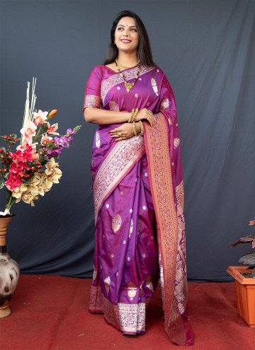 Purple color Woven Banarasi Designer Contemporary 