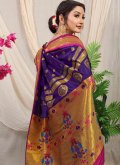 Purple color Woven Banarasi Trendy Saree - 3