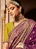 Purple color Woven Silk Classic Designer Saree - 1
