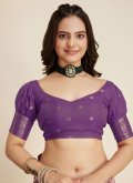 Purple Contemporary Saree in Kanjivaram Silk with Woven - 1