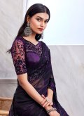 Purple Contemporary Saree in Silk with Border - 1