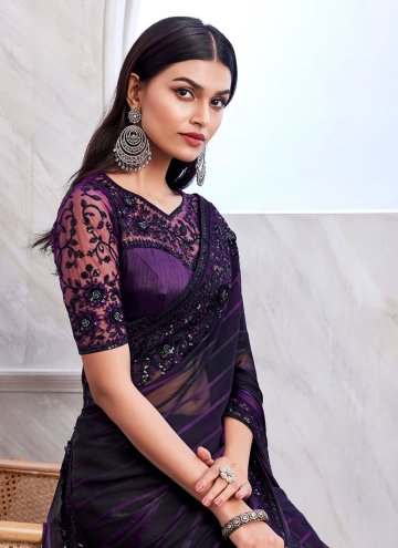 Purple Contemporary Saree in Silk with Border