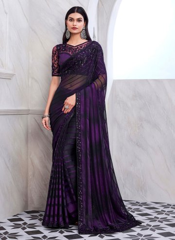 Purple Contemporary Saree in Silk with Border