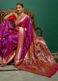 Purple Contemporary Saree in Silk with Woven - 1
