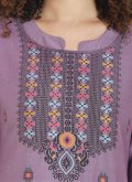 Purple Cotton  Embroidered Party Wear Kurti for Casual - 1