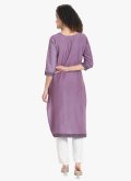 Purple Cotton  Embroidered Party Wear Kurti for Casual - 2