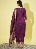 Purple Cotton Silk Jacquard Work Salwar Suit for Ceremonial - 2