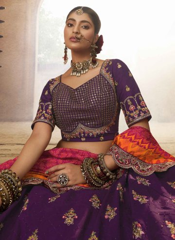 Purple Designer Lehenga Choli in Viscose with Embroidered