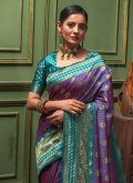 Purple Designer Saree in Banarasi with Woven - 1