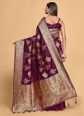Purple Designer Saree in Kanjivaram Silk with Woven - 1