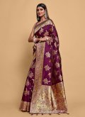 Purple Designer Saree in Kanjivaram Silk with Woven - 2