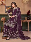 Purple Faux Georgette Embroidered Designer Pakistani Salwar Suit for Festival - 2