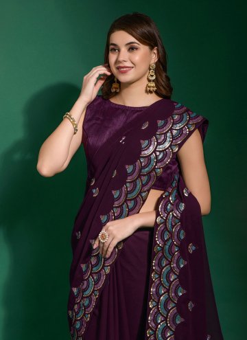 Purple Georgette Designer Trendy Saree for Mehndi