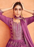 Purple Georgette Embroidered Designer Anarkali Salwar Kameez for Festival - 1