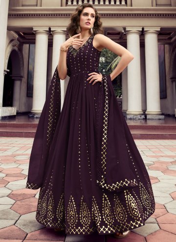 Purple Georgette Embroidered Gown for Ceremonial