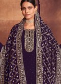 Purple Georgette Embroidered Pakistani Suit for Ceremonial - 2