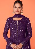 Purple Georgette Embroidered Readymade Anarkali Salwar Suit for Ceremonial - 1