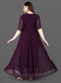 Purple Georgette Embroidered Readymade Designer Gown - 2