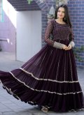 Purple Georgette Embroidered Readymade Designer Gown for Ceremonial - 1