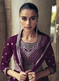 Purple Georgette Embroidered Readymade Lehenga Choli for Engagement - 1