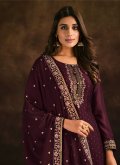 Purple Georgette Embroidered Salwar Suit - 1