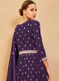 Purple Georgette Embroidered Trendy Salwar Kameez for Engagement - 2