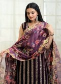 Purple Georgette Embroidered Trendy Salwar Suit - 1