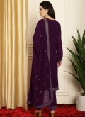 Purple Georgette Embroidered Trendy Salwar Suit for Ceremonial - 2