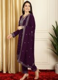 Purple Georgette Embroidered Trendy Salwar Suit for Ceremonial - 3