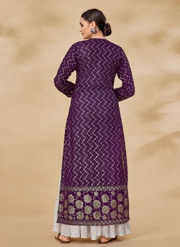 Purple Georgette Sequins Work Salwar Suit